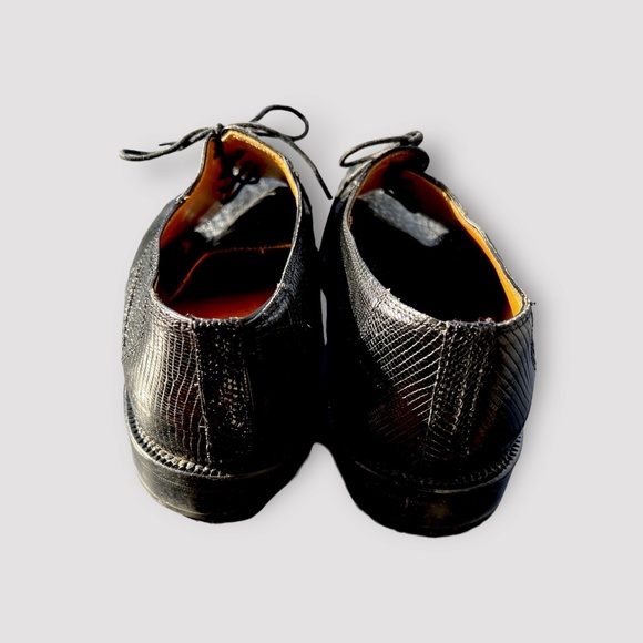 David Eden Lizard & Crocodile Wallace Black Oxford Square Toe Dress Shoe Sz 12 main image 7